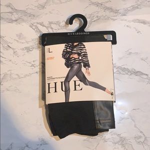 Hue Ponte Leatherette- Blocked Leggings